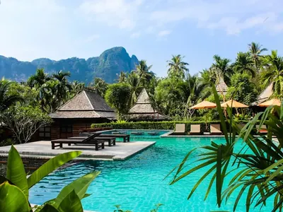 Tropical resort representing emerging-market travel bookings